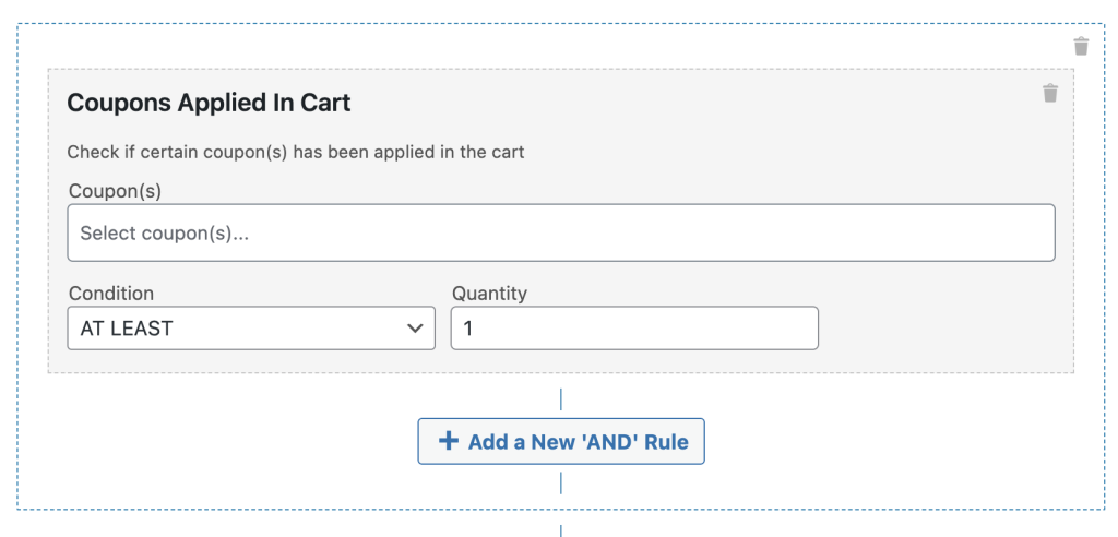 Configure the cart condition in your WooCommerce dashboard.
